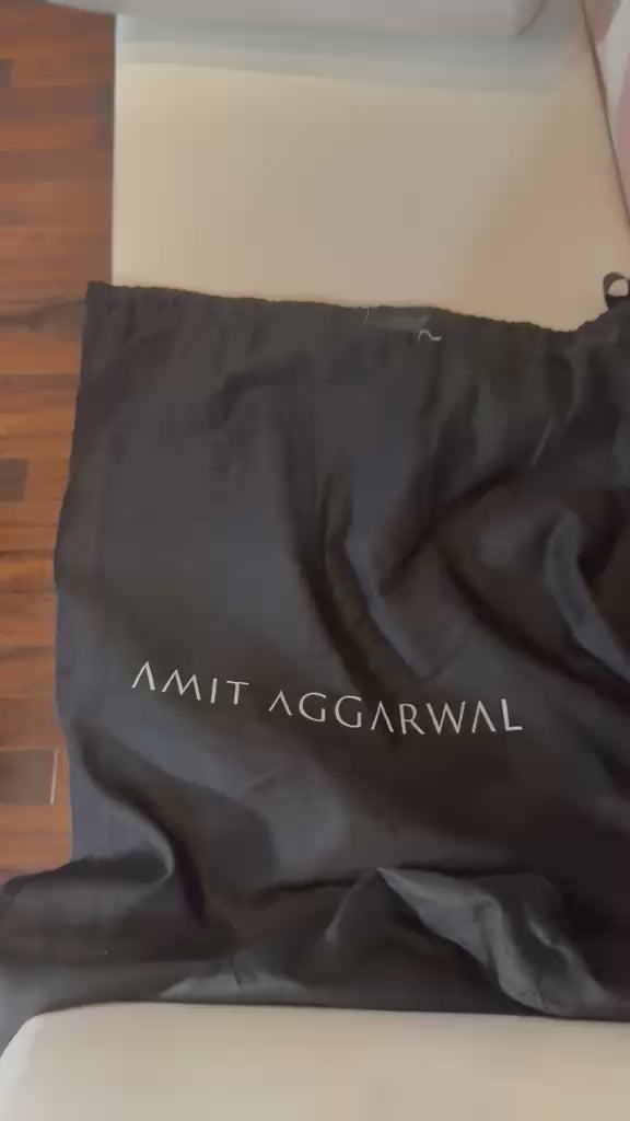 Amit Aggarwal Metallic Pleated Gown