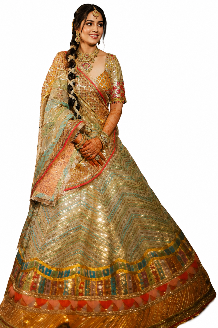 Rimple & Harpreet Multicoloured Embroidered Lehenga Set