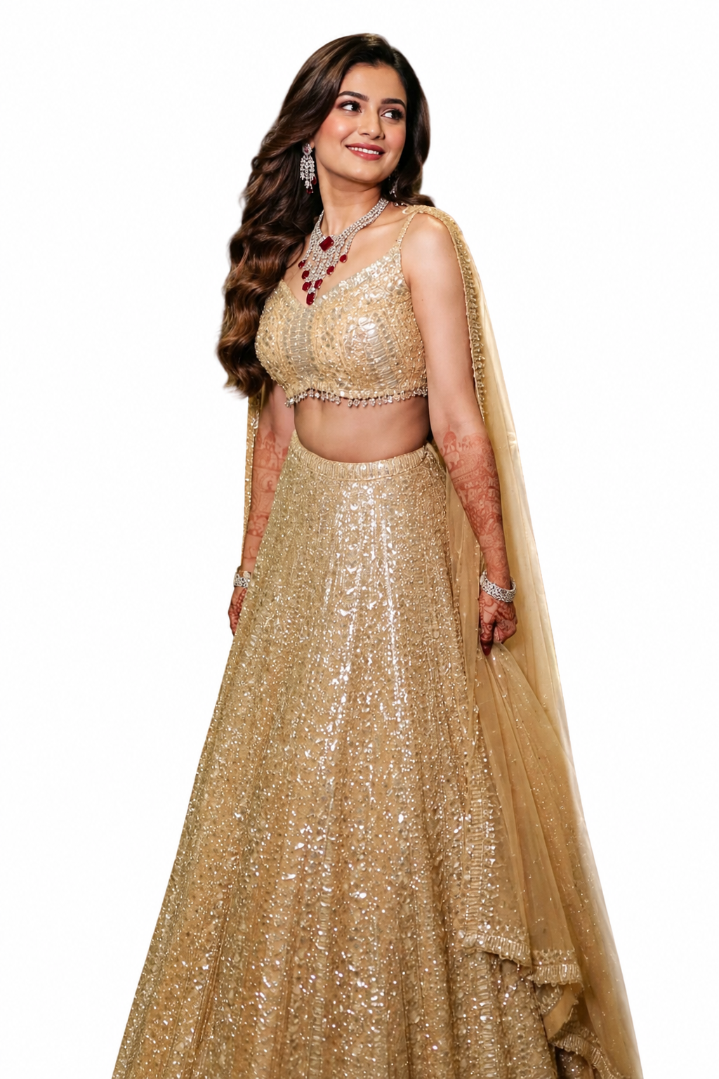 Seema Gujral Champagne Gold Embellished Lehenga Set