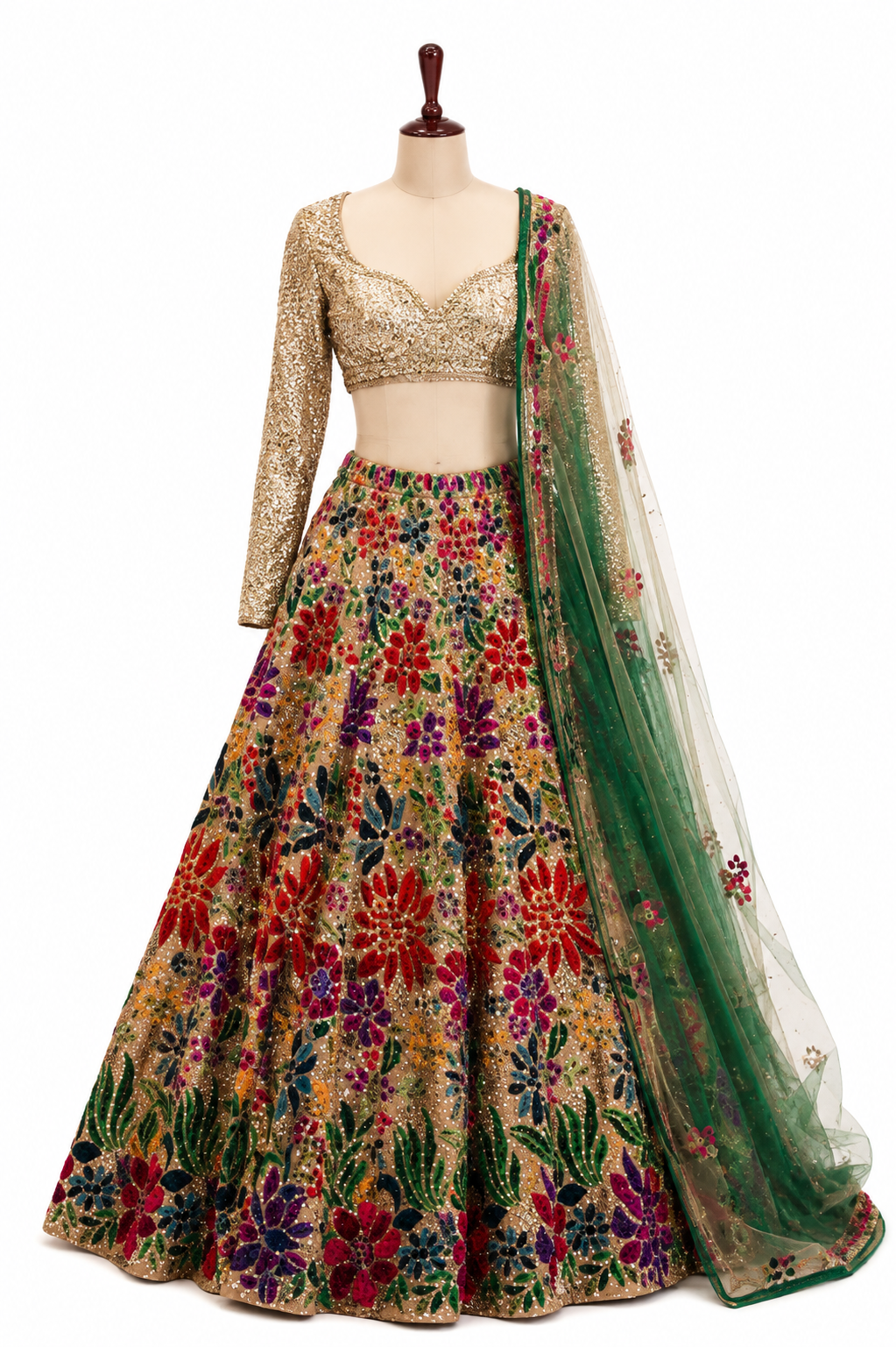Seema Gujral Multicolour Floral Embellished Lehenga Set