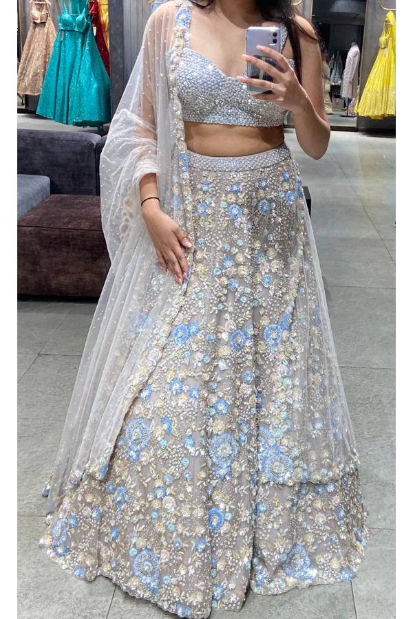 Pink embroidered lehenga set