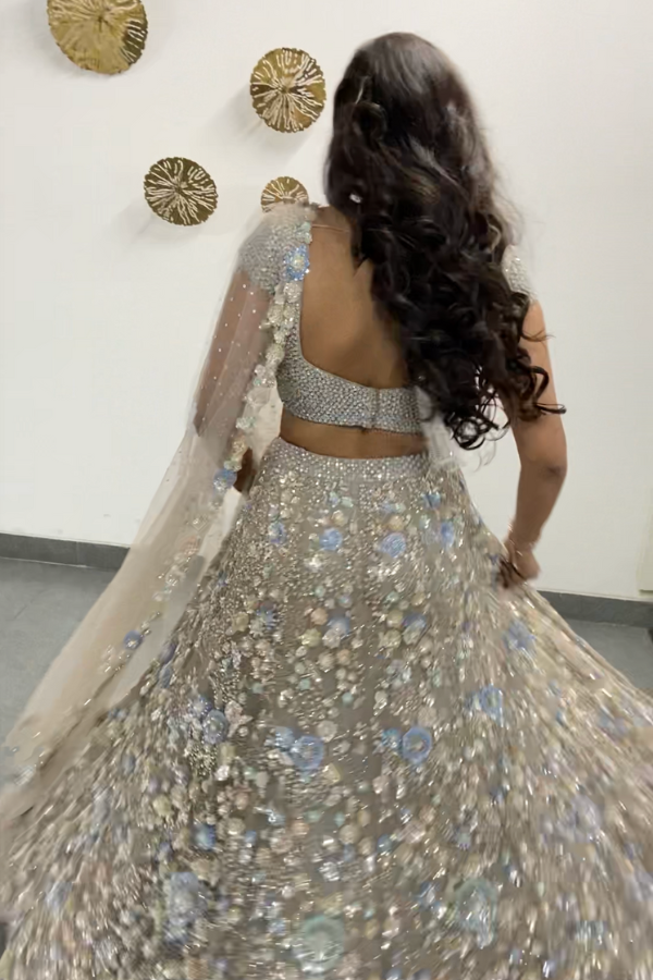 Pink embroidered lehenga set