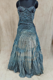 Sky blue ombre embellished cut out gown
