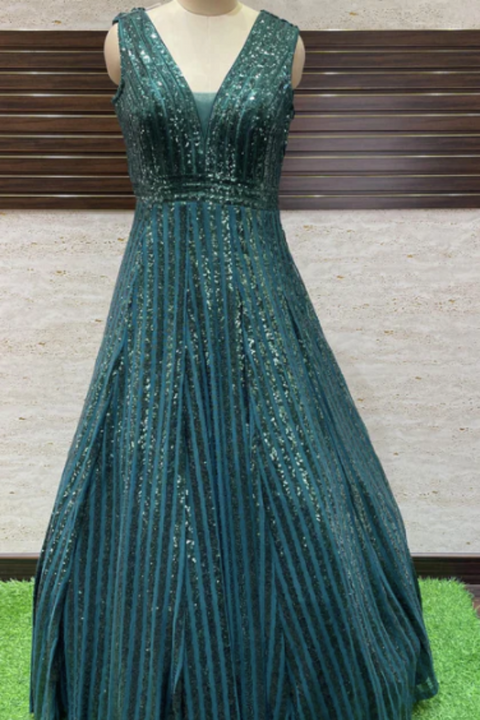 Sequinned green gown