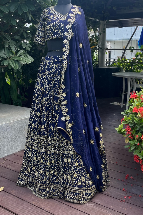 Surprising Wear Royal Blue Color Fancy Silk Banglori Embroidered Work  Lehenga Choli for women – Kirdaram