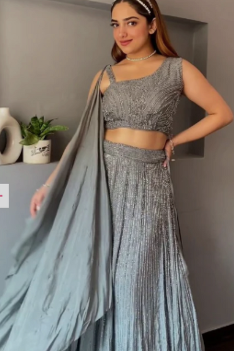 Indo western lehenga with 2025 crop top