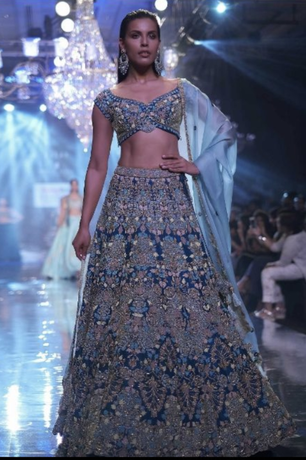 Tradition Indian Ethnic Designer Royal Blue Lehenga Blouse & Silver Zari  Dupatta | eBay