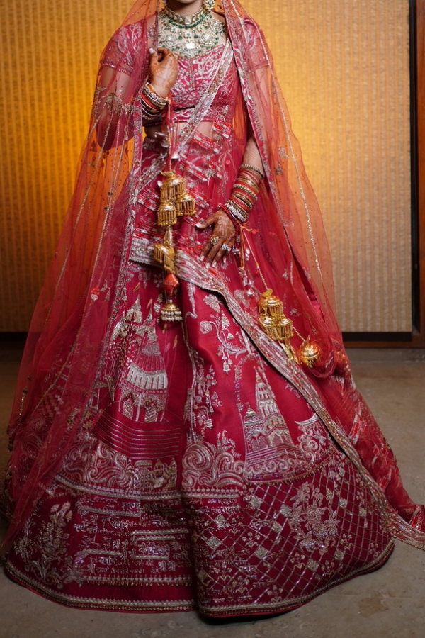 Astha Narang Peach And Gold Floral Sequins Embroidered Lehenga | The Grand  Trunk