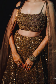 Sunaina Khera Gold Sequin Lehenga