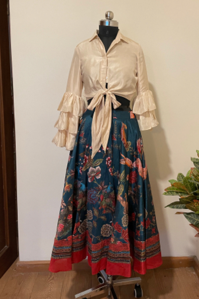floral printed midi skirt set