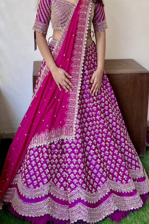 Anushree Reddy Purple embellished lehenga set Kuro Clothing India