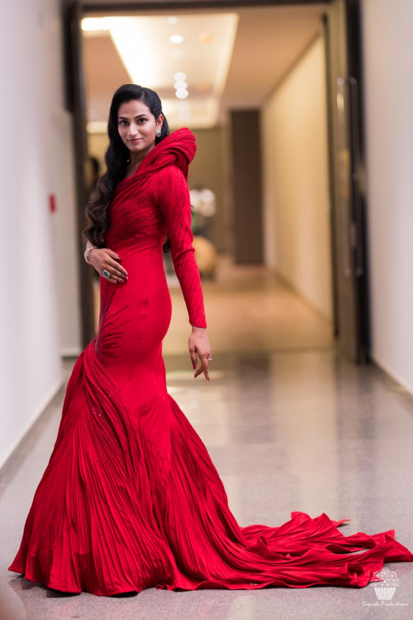 Gaurav Gupta Red Sculpted Gown Kuro Clothing India