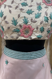 Embellished lehenga set with split sleeves