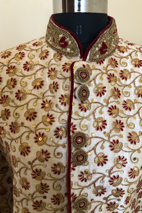 Floral embroidered sherwani