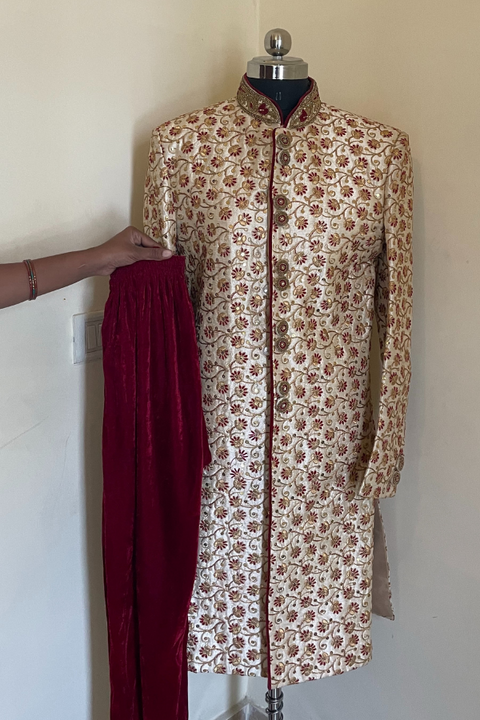 Floral embroidered sherwani