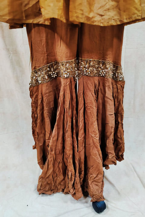brown embellished sharara set
