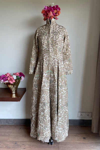 Sequinned embroider zari long jacket
