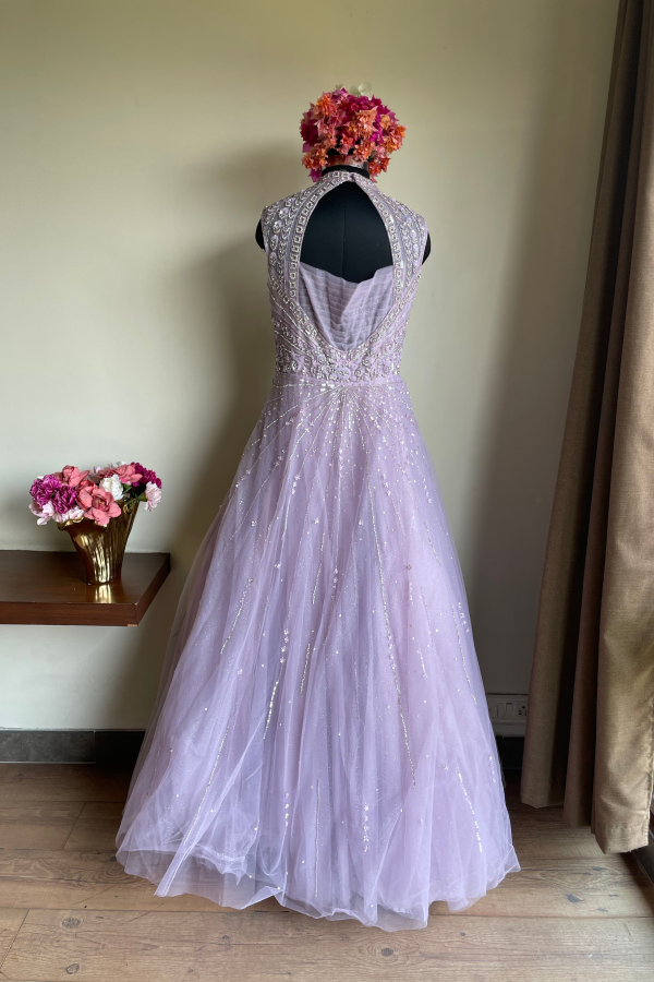Embellished purple gown