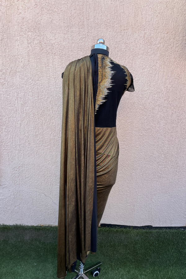Golden drape saree